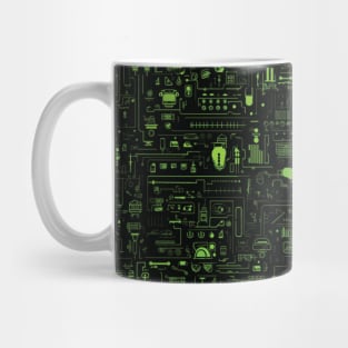 Network Circuit Design in Green and Black Mug